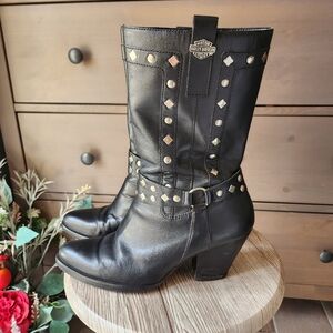 Harley-Davidson Black Studded Heeled Boots